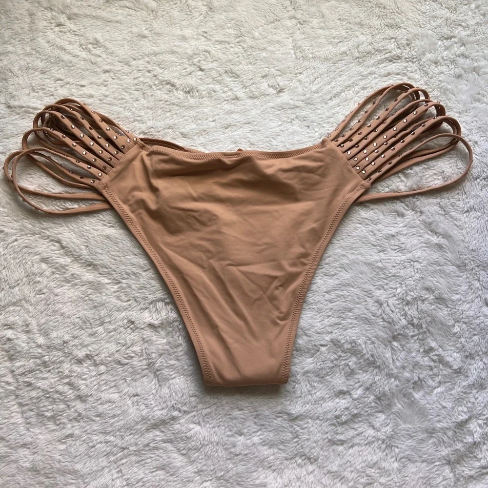 SKIMS Womens Rhinestone Strappy Bikini Bottom Ochre BB-CKY-3185 Size 3X NWT